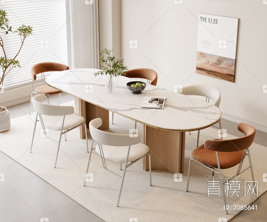 餐桌椅组合3D模型下载【ID:2085641】