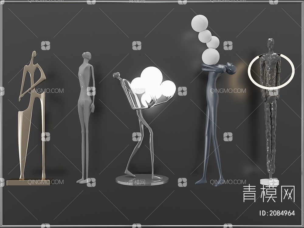 艺术品创意饰品摆件 人物雕像3D模型下载【ID:2084964】