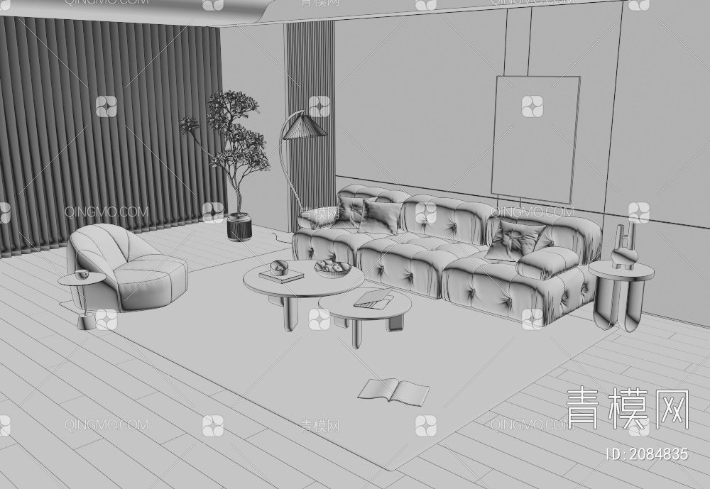 沙发茶几组合3D模型下载【ID:2084835】