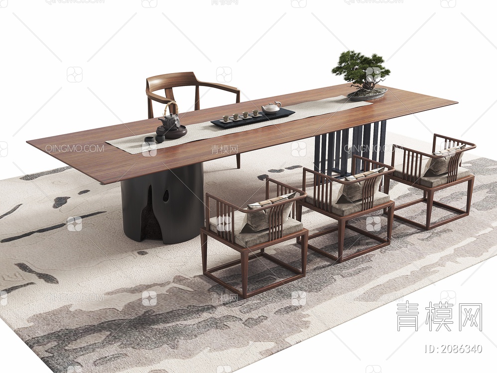 茶桌椅3D模型下载【ID:2086340】