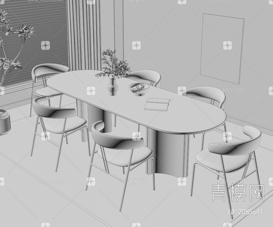 餐桌椅组合3D模型下载【ID:2085641】