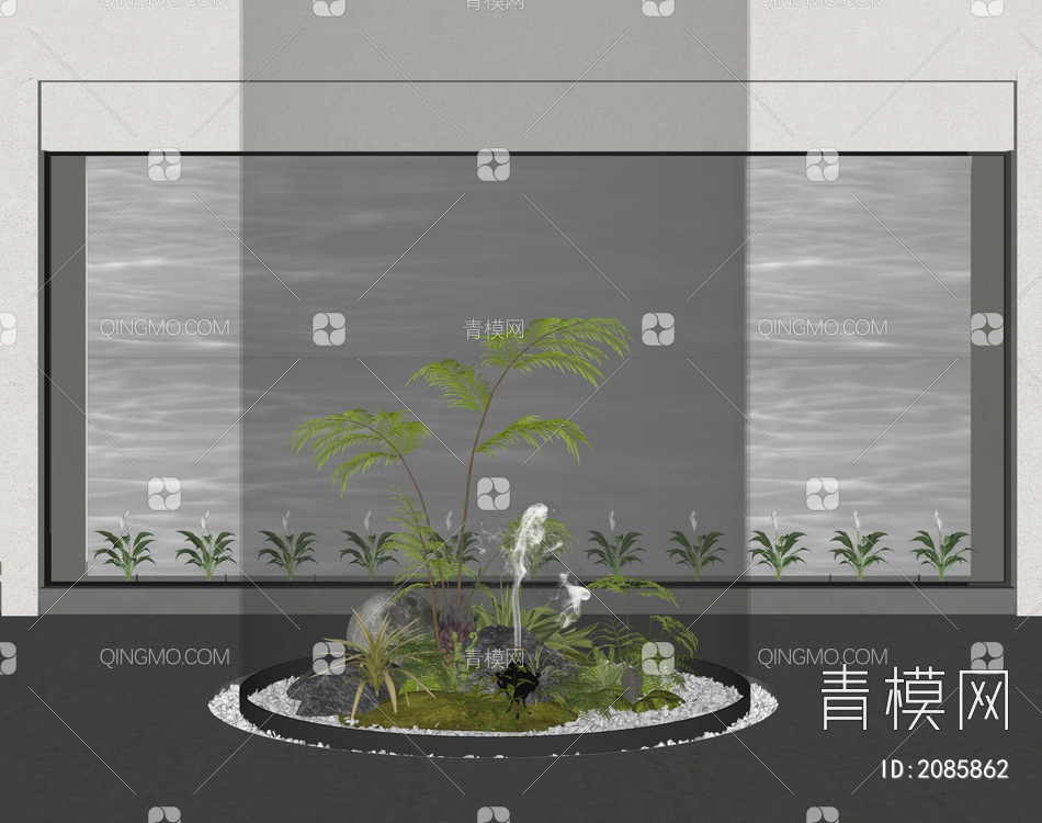 水波纹植物造景SU模型下载【ID:2085862】