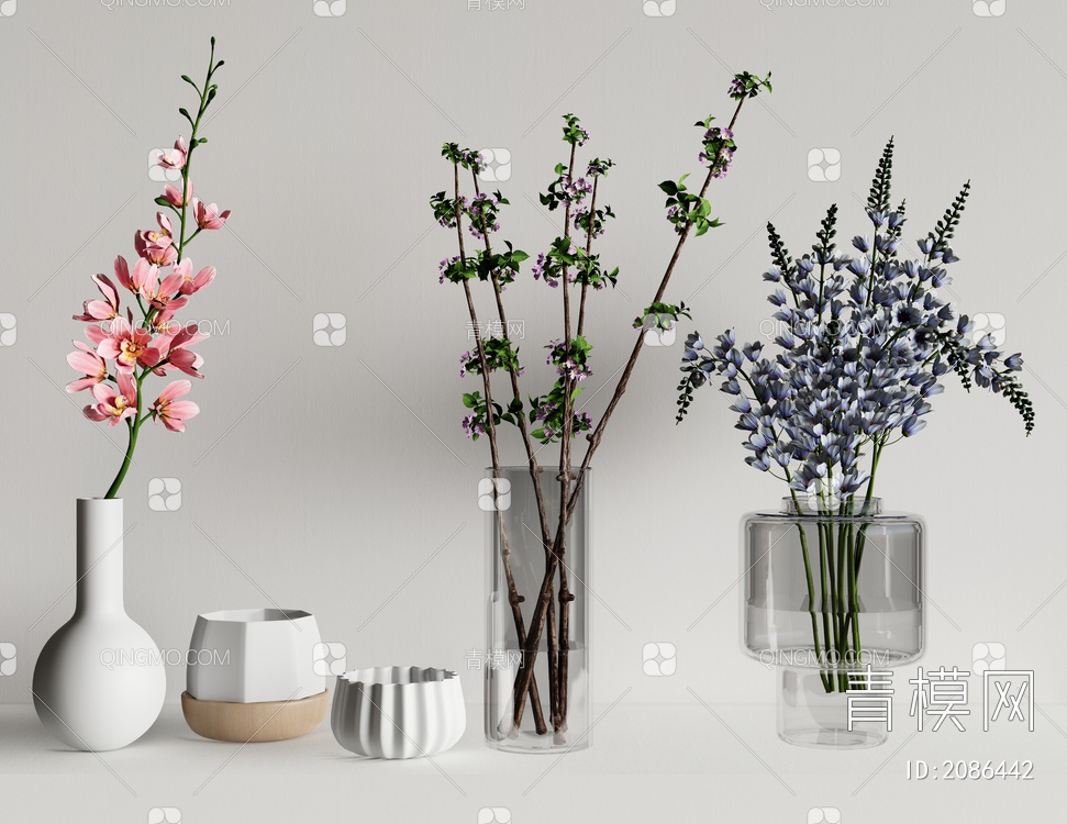 花瓶花艺 水生植物3D模型下载【ID:2086442】