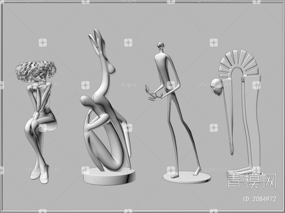 艺术品创意饰品摆件 人物雕像3D模型下载【ID:2084972】