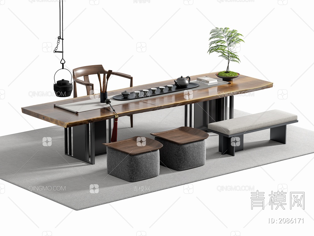 茶桌椅3D模型下载【ID:2086171】