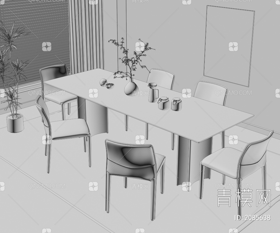 餐桌椅组合3D模型下载【ID:2085638】