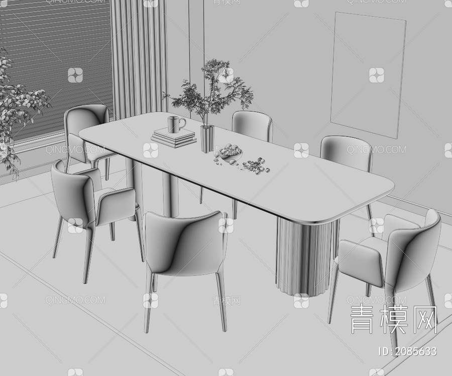 餐桌椅组合3D模型下载【ID:2085633】