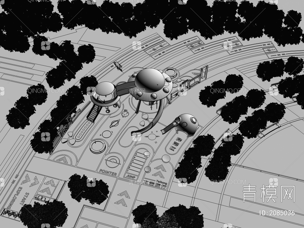 户外游乐场地 儿童乐园 儿童游乐设施3D模型下载【ID:2085036】