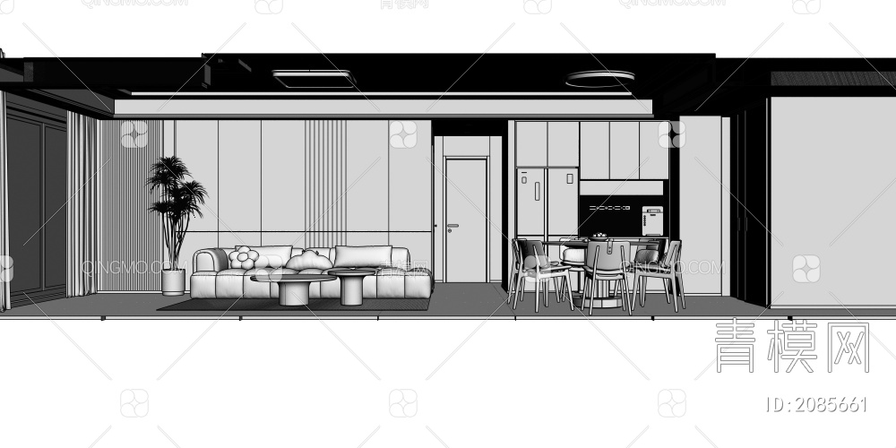 居家客餐厅3D模型下载【ID:2085661】