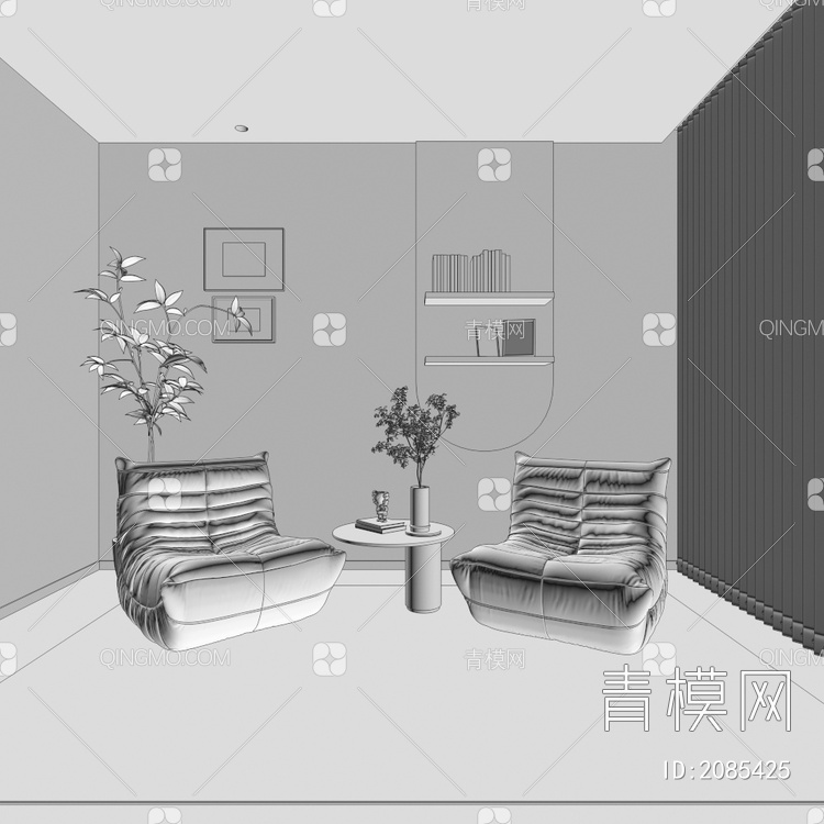 单人沙发3D模型下载【ID:2085425】
