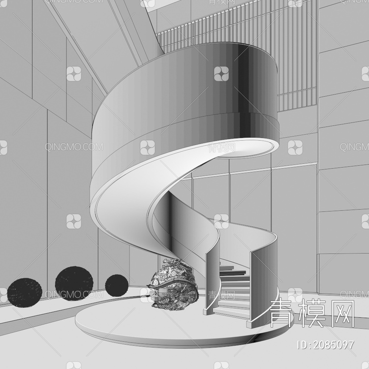 旋转楼梯3D模型下载【ID:2085097】