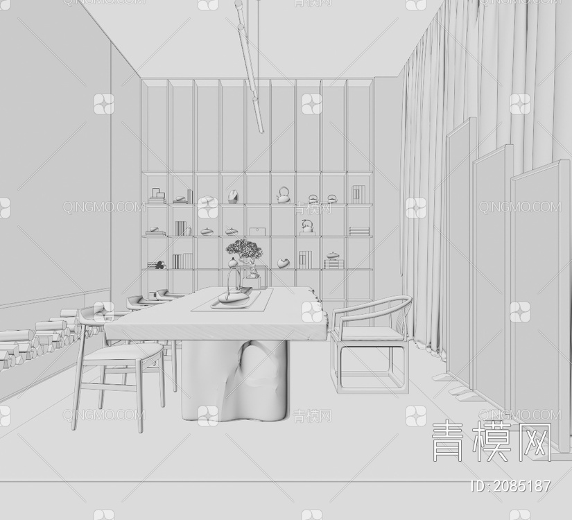 茶区 茶室3D模型下载【ID:2085187】