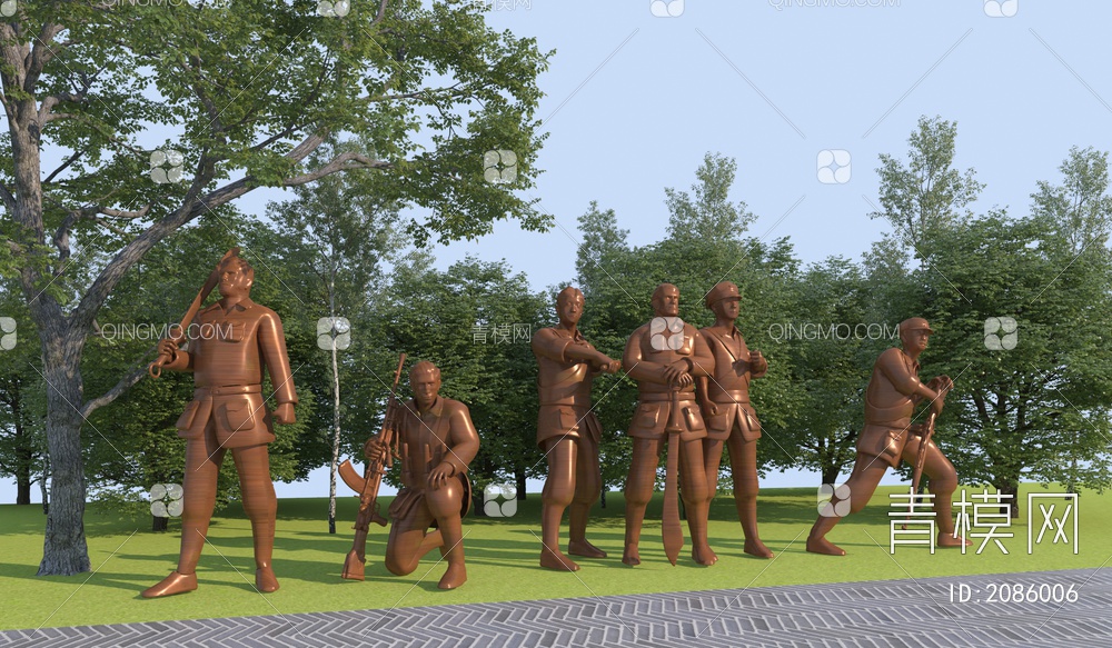 红军雕塑小品3D模型下载【ID:2086006】