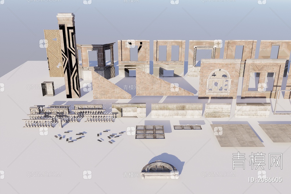 末日建筑、场地构件3D模型下载【ID:2086605】