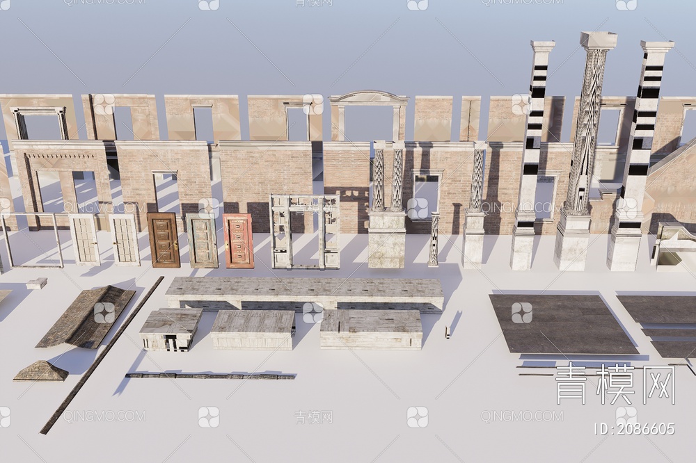 末日建筑、场地构件3D模型下载【ID:2086605】
