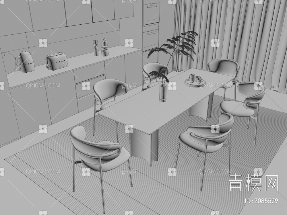 餐桌椅3D模型下载【ID:2085529】
