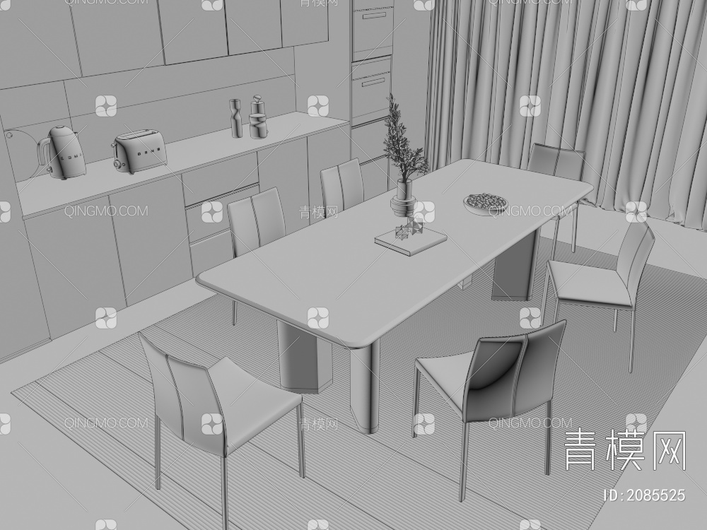 餐桌椅3D模型下载【ID:2085525】