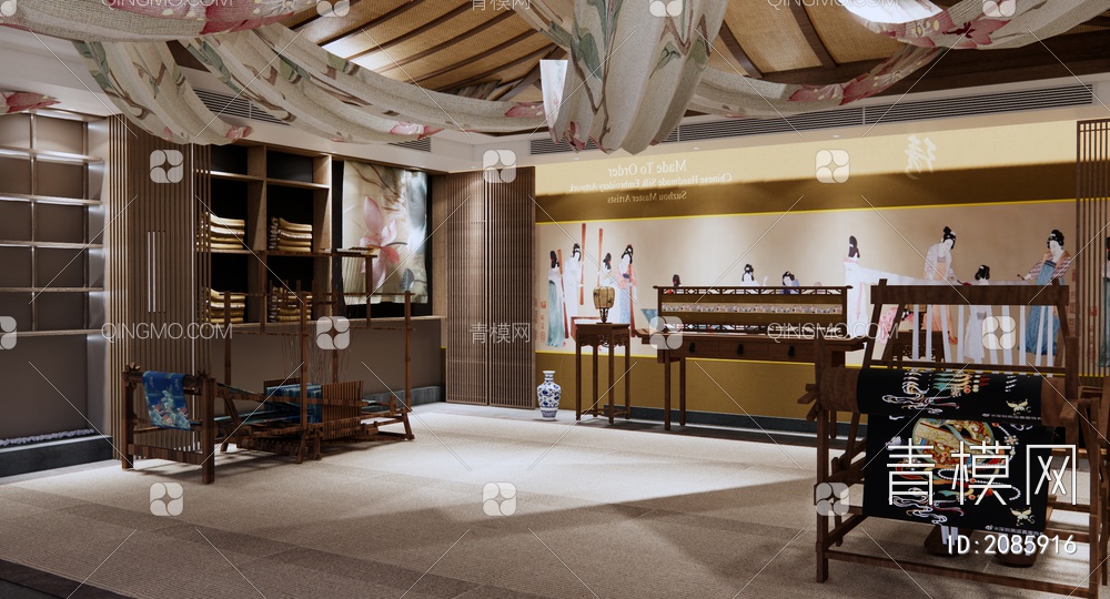 传统刺绣 博物馆3D模型下载【ID:2085916】