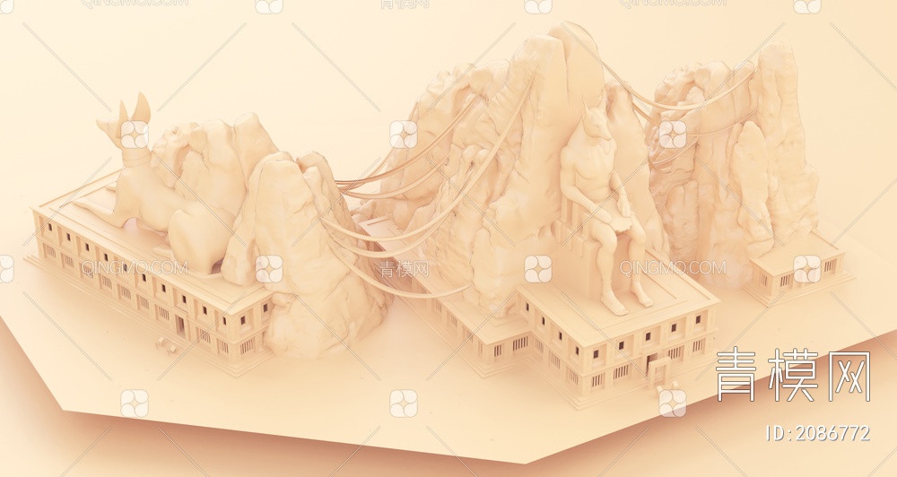 景观 埃及雕塑3D模型下载【ID:2086772】