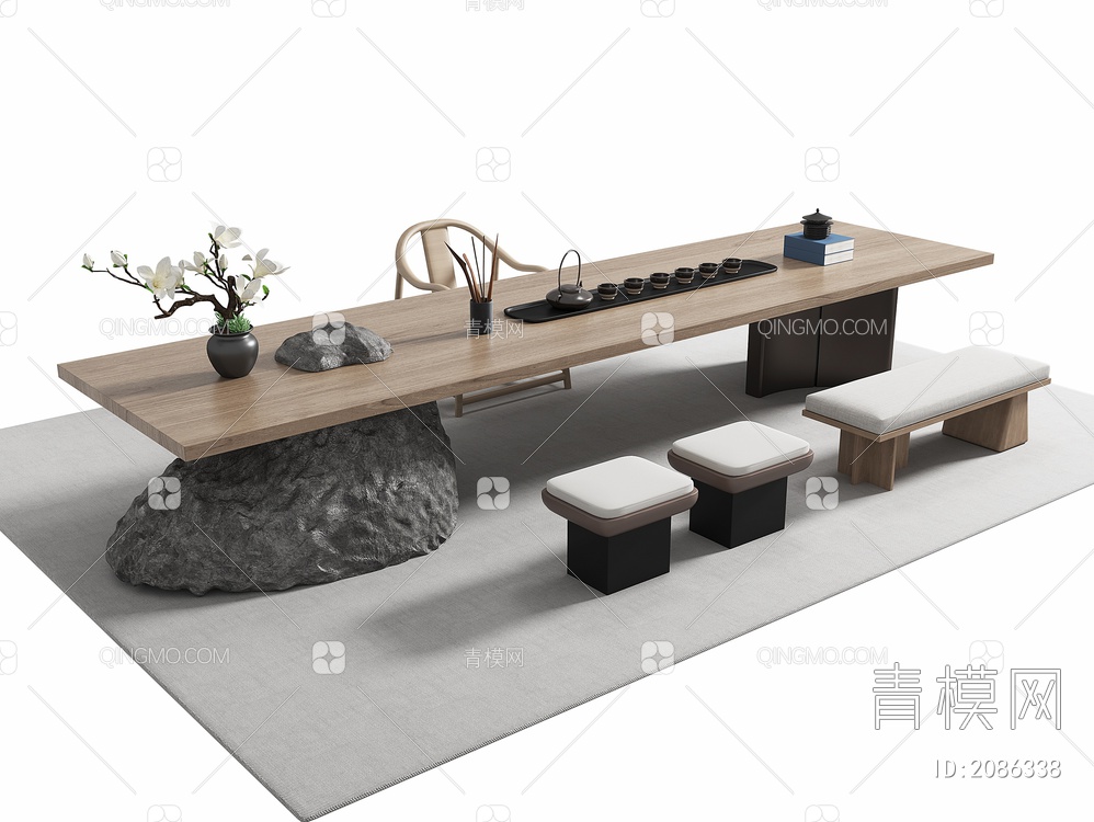 茶桌椅3D模型下载【ID:2086338】