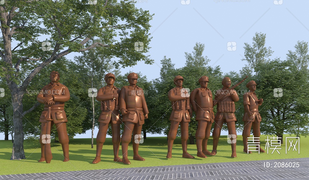 红军雕塑小品3D模型下载【ID:2086025】