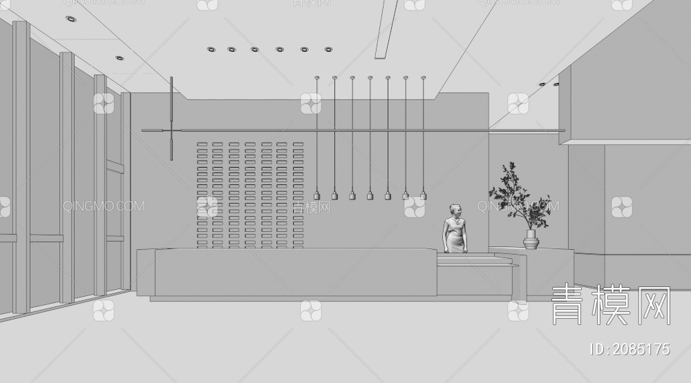 公司前台3D模型下载【ID:2085175】