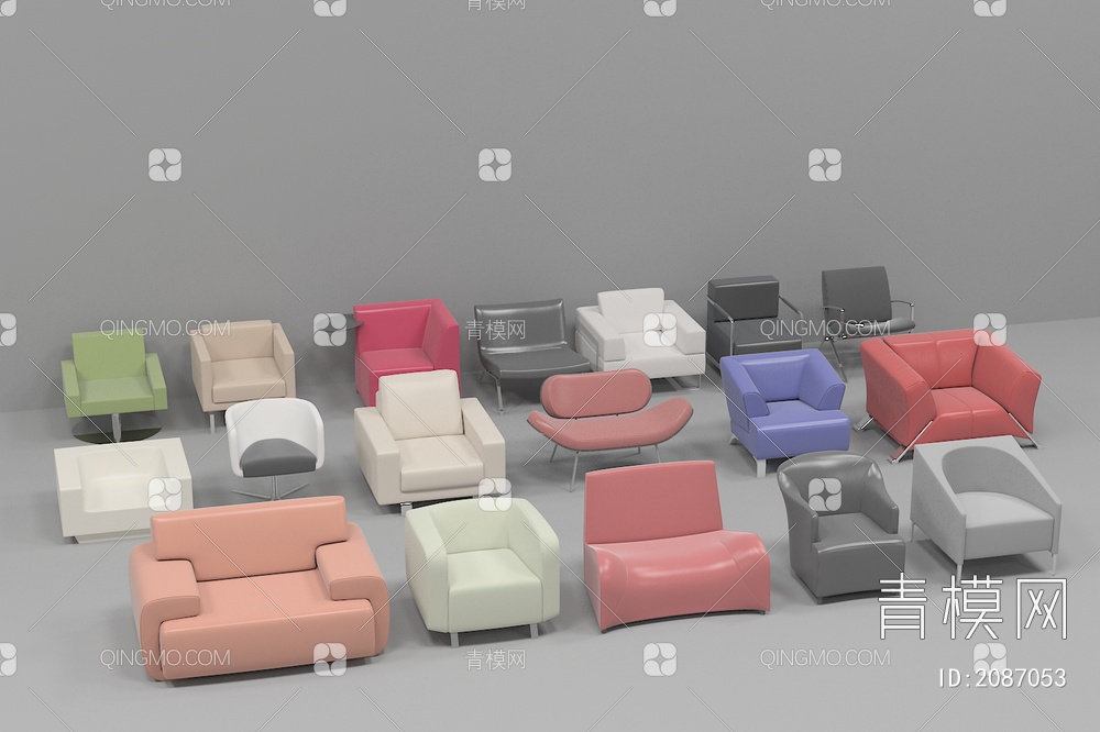 单人沙发3D模型下载【ID:2087053】