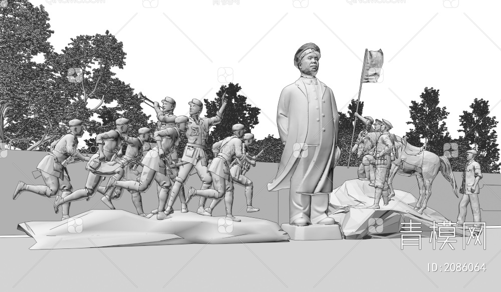 爱国主义雕塑红军战斗纪念雕塑3D模型下载【ID:2086064】