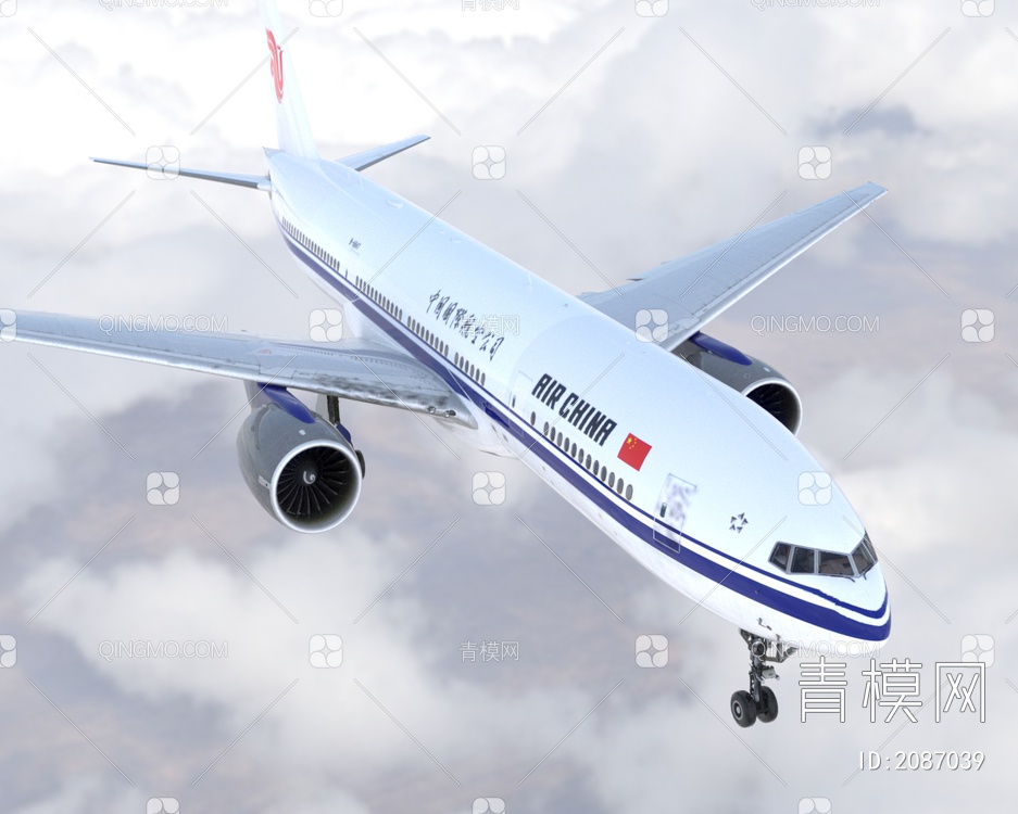 中国国际航空公司波音7773D模型下载【ID:2087039】