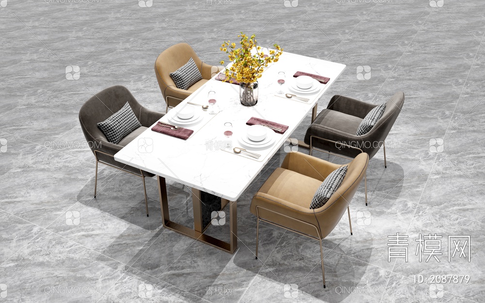 餐桌椅组合3D模型下载【ID:2087879】