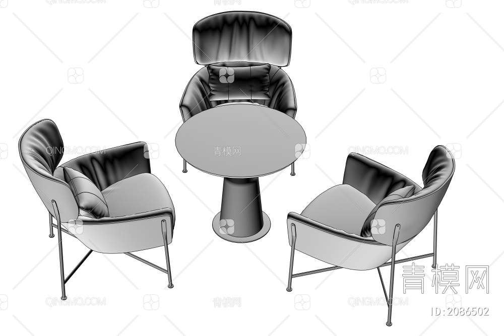 休闲桌椅组合  洽谈桌椅组合3D模型下载【ID:2086502】