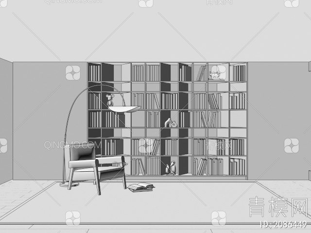书柜 多层实木书柜 书籍 书本 休闲椅3D模型下载【ID:2086449】