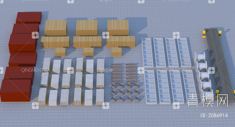 工地材料堆放场3D模型下载【ID:2086914】