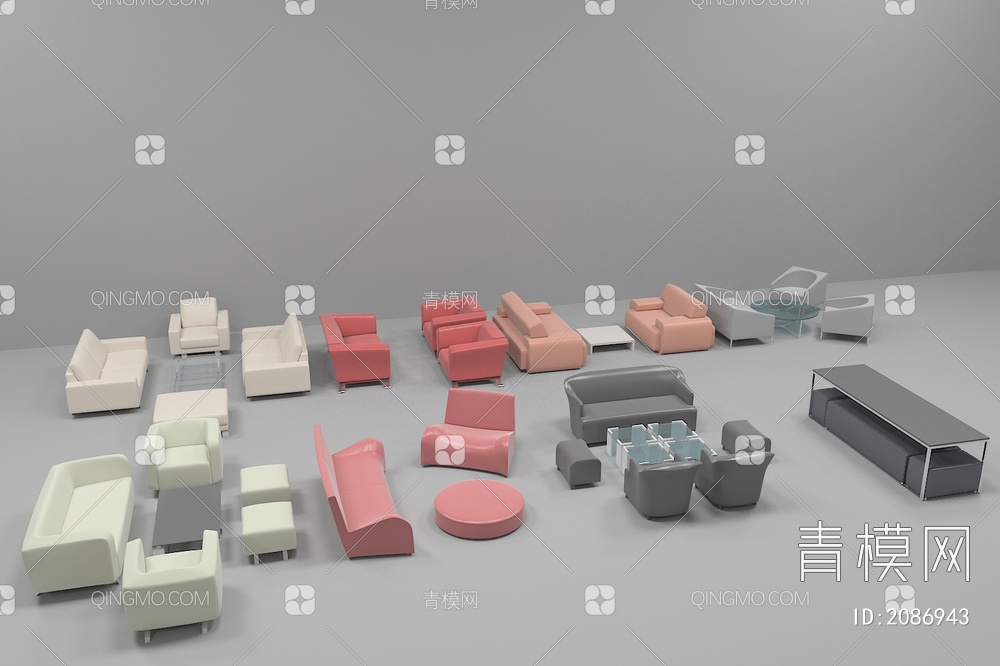 沙发茶几组合3D模型下载【ID:2086943】
