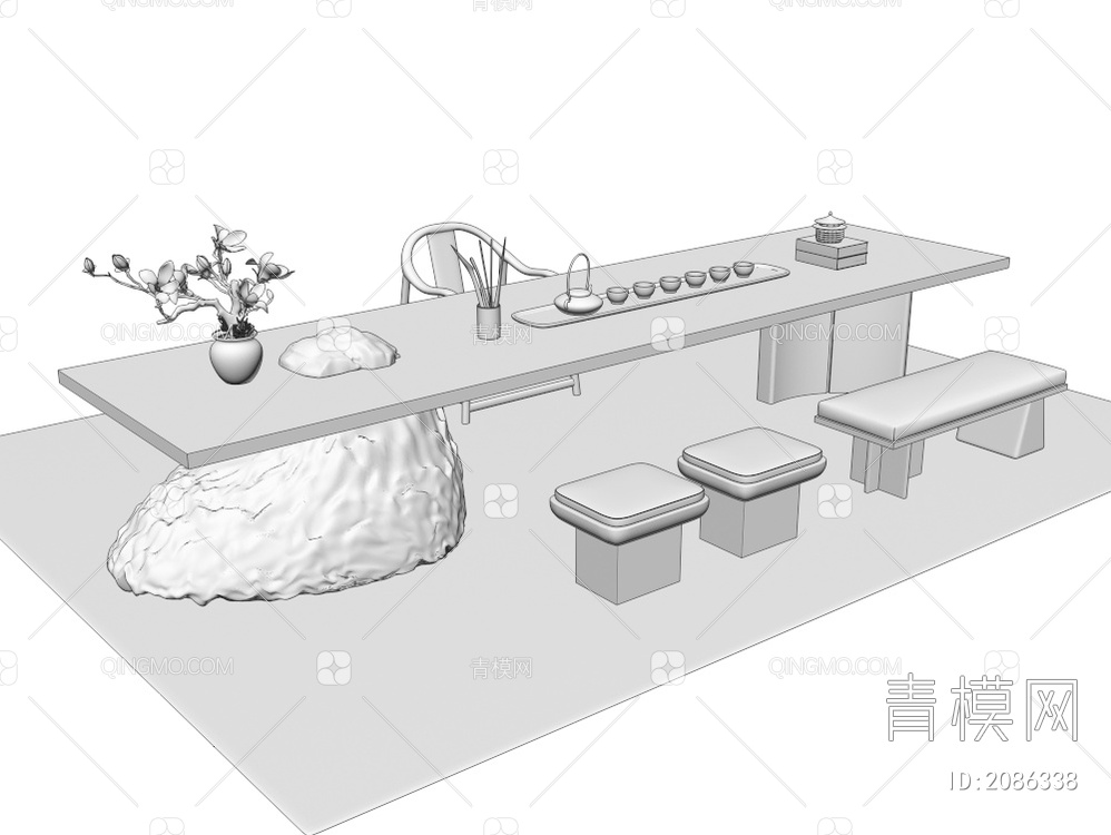 茶桌椅3D模型下载【ID:2086338】