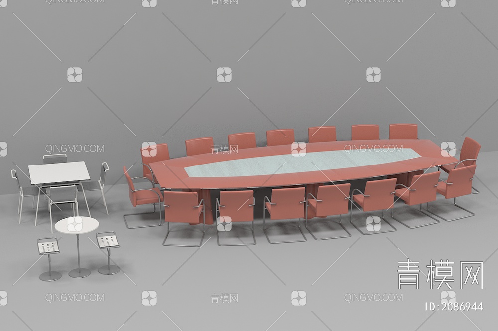 四人桌椅 多人会议桌椅 吧桌椅3D模型下载【ID:2086944】