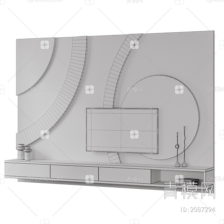 电视背景墙3D模型下载【ID:2087294】