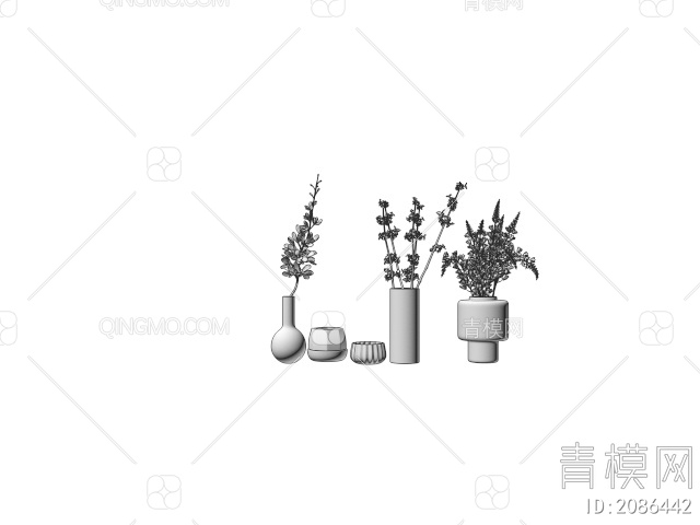 花瓶花艺 水生植物3D模型下载【ID:2086442】