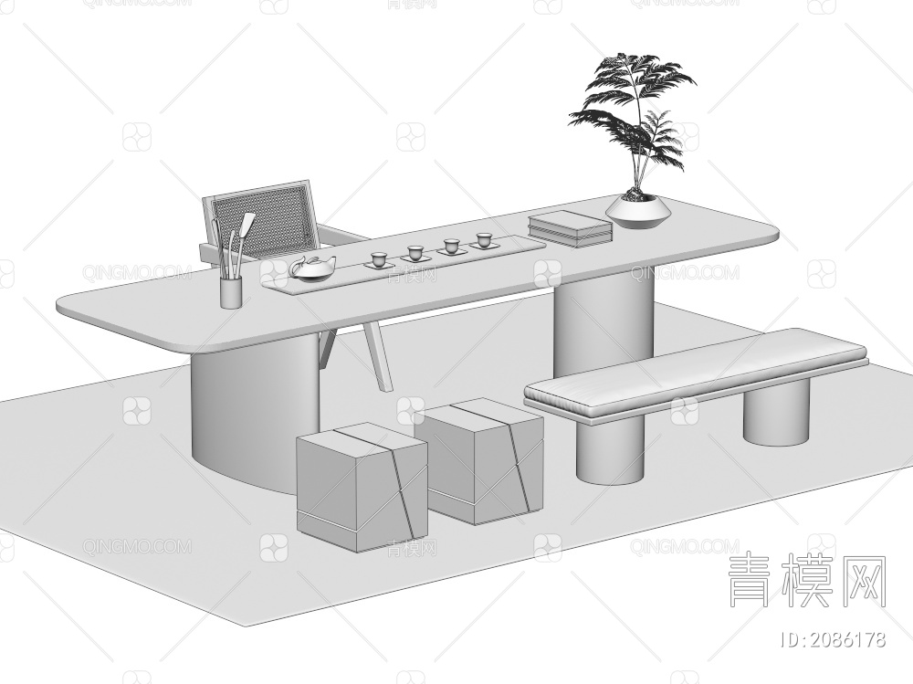 茶桌椅3D模型下载【ID:2086178】