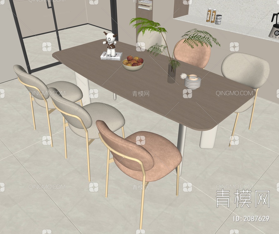 餐桌椅组合SU模型下载【ID:2087629】