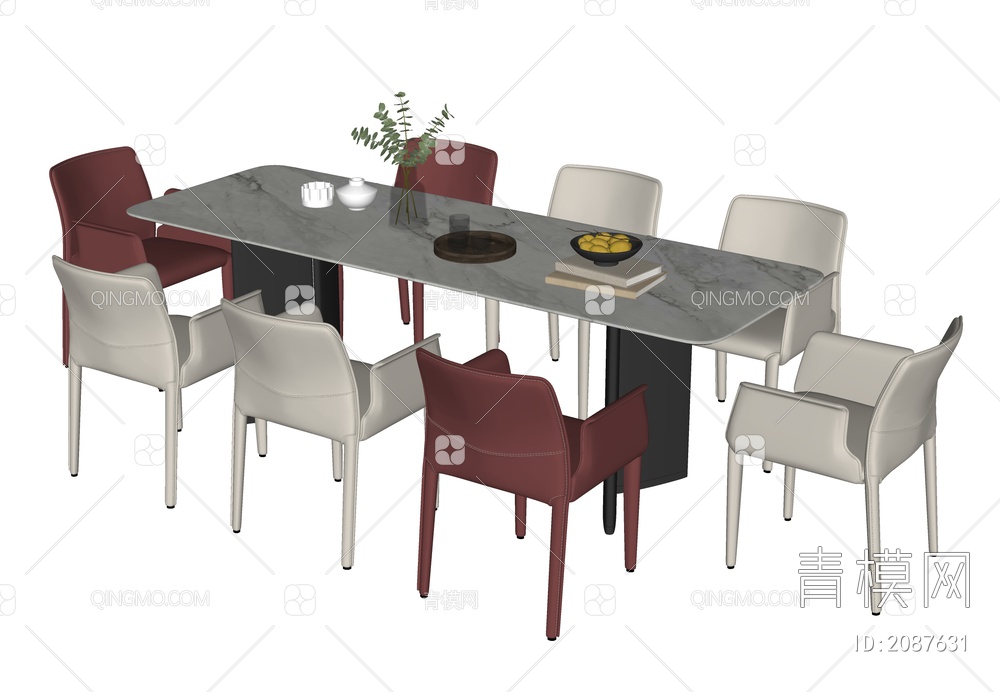 餐桌椅组合SU模型下载【ID:2087631】
