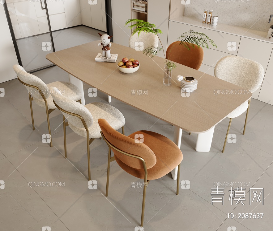 餐桌椅组合3D模型下载【ID:2087637】