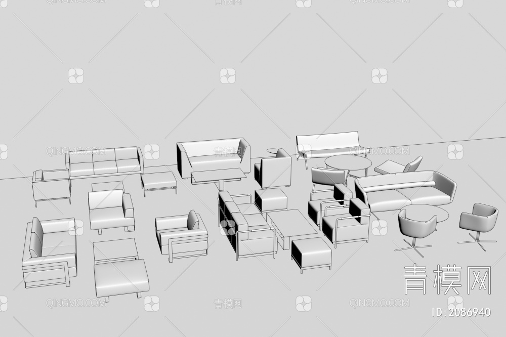 沙发茶几组合3D模型下载【ID:2086940】