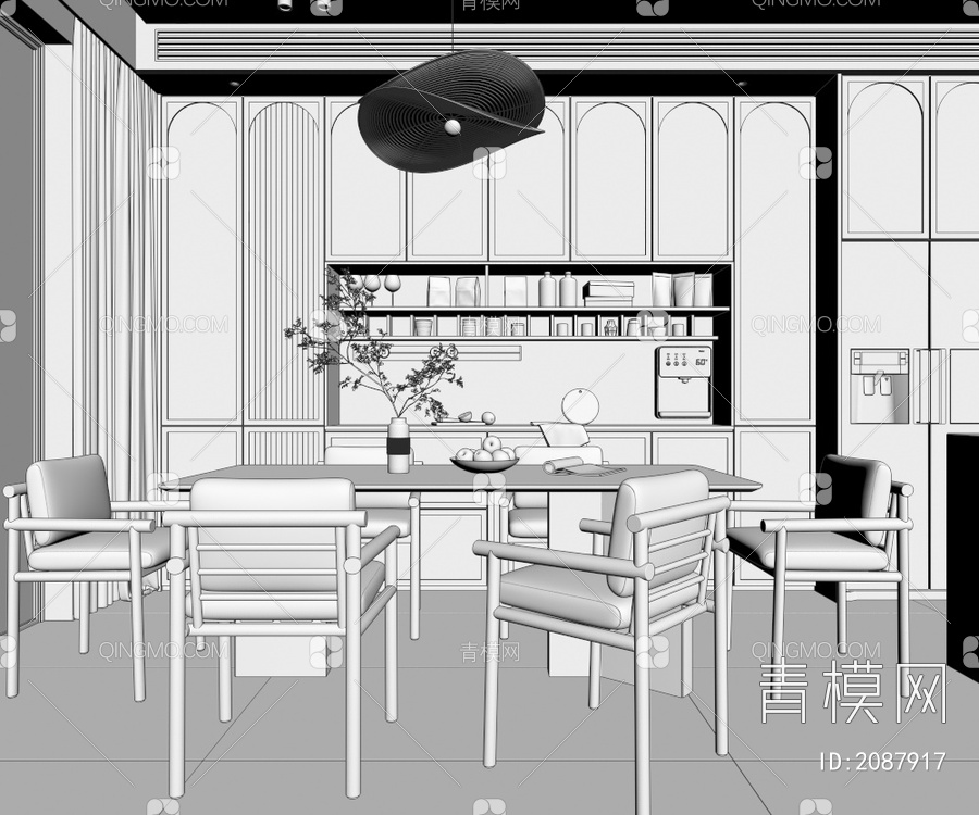 别墅客厅 餐厅 楼梯间3D模型下载【ID:2087917】