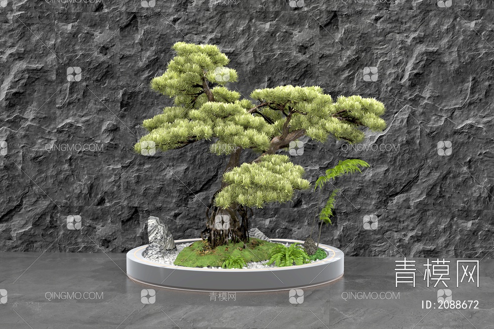 景观 小品 绿植  石头墙3D模型下载【ID:2088672】