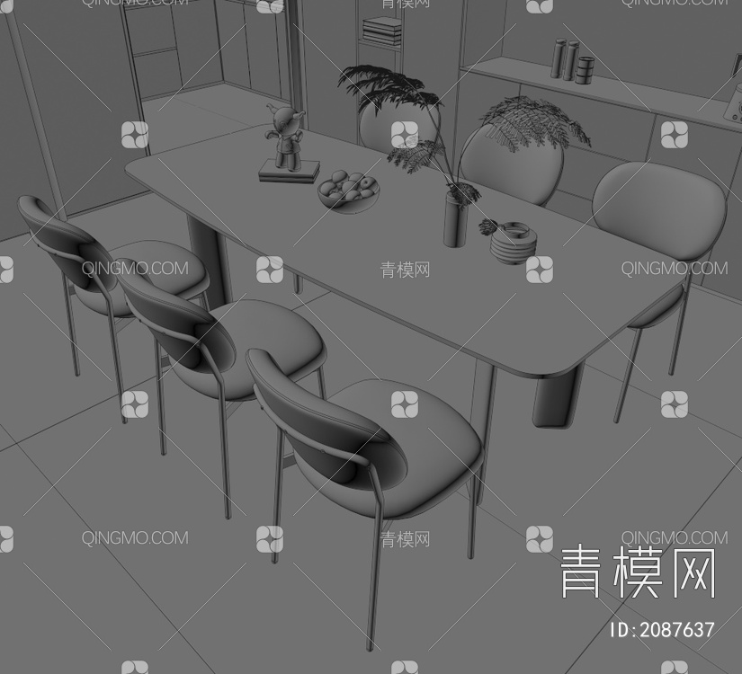 餐桌椅组合3D模型下载【ID:2087637】