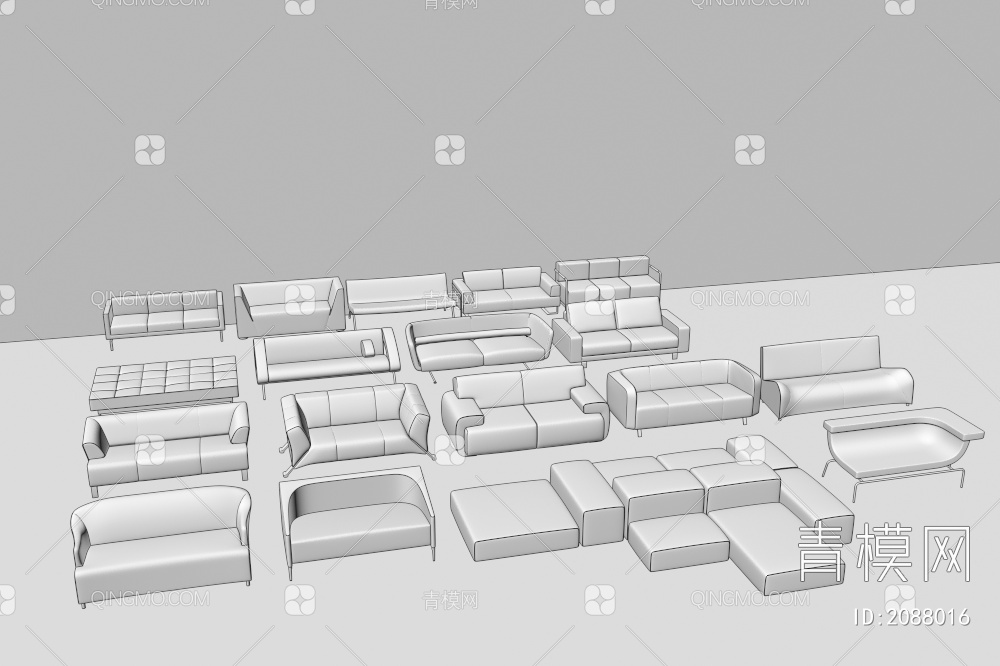 多人沙发 双人沙发3D模型下载【ID:2088016】