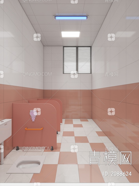 幼儿园卫生间 洗手间 蹲便器 小便斗3D模型下载【ID:2088624】