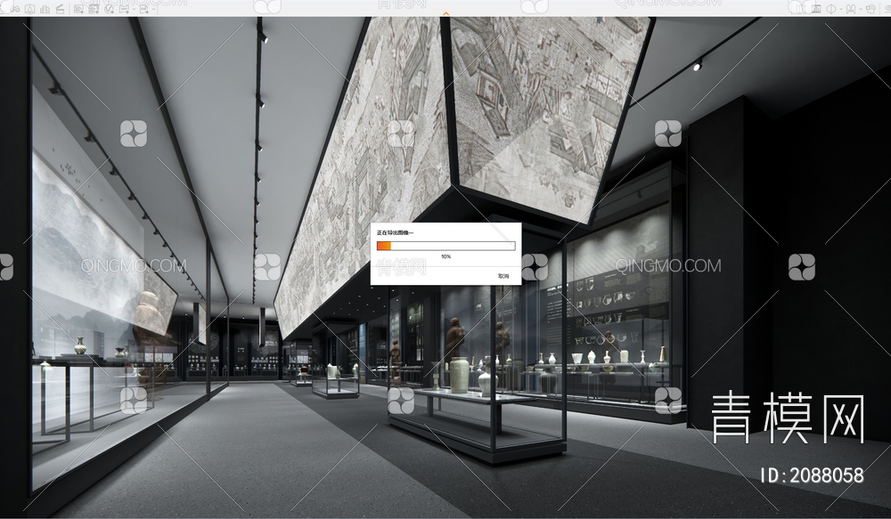 博物馆内部SU模型下载【ID:2088058】