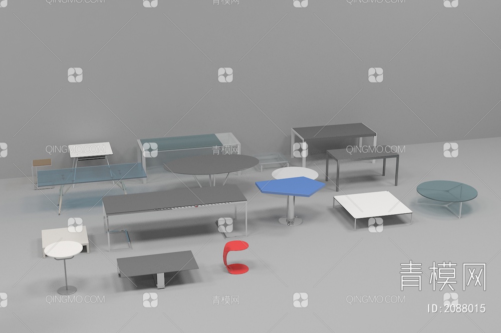 茶几 圆桌 高脚桌 方桌 洽谈桌3D模型下载【ID:2088015】